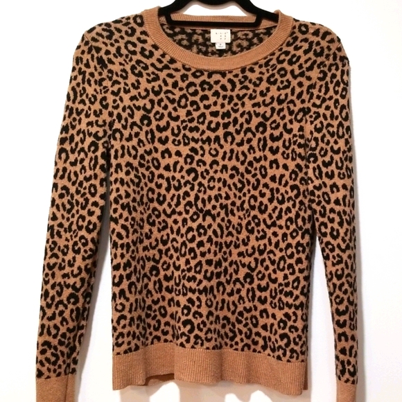 a new day Sweaters - Animal print pullover crewneck sweater